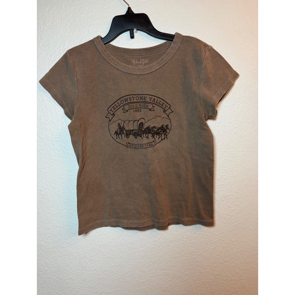 John Galt Yellowstone Valley Gold Rush Graphic Baby Tee Brown One Size